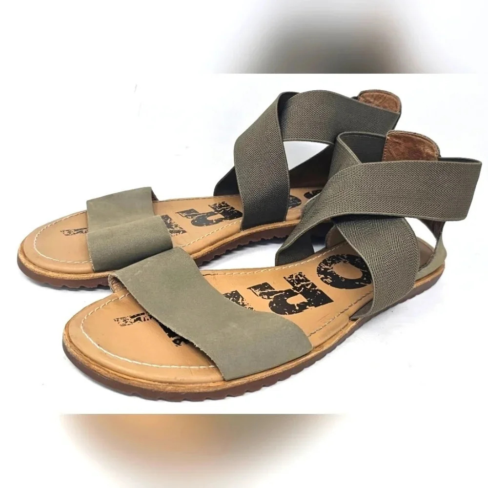 Sorel Womens Ella Gladiator Leather Open Toe Slingback Strappy Sandal Size 9.5